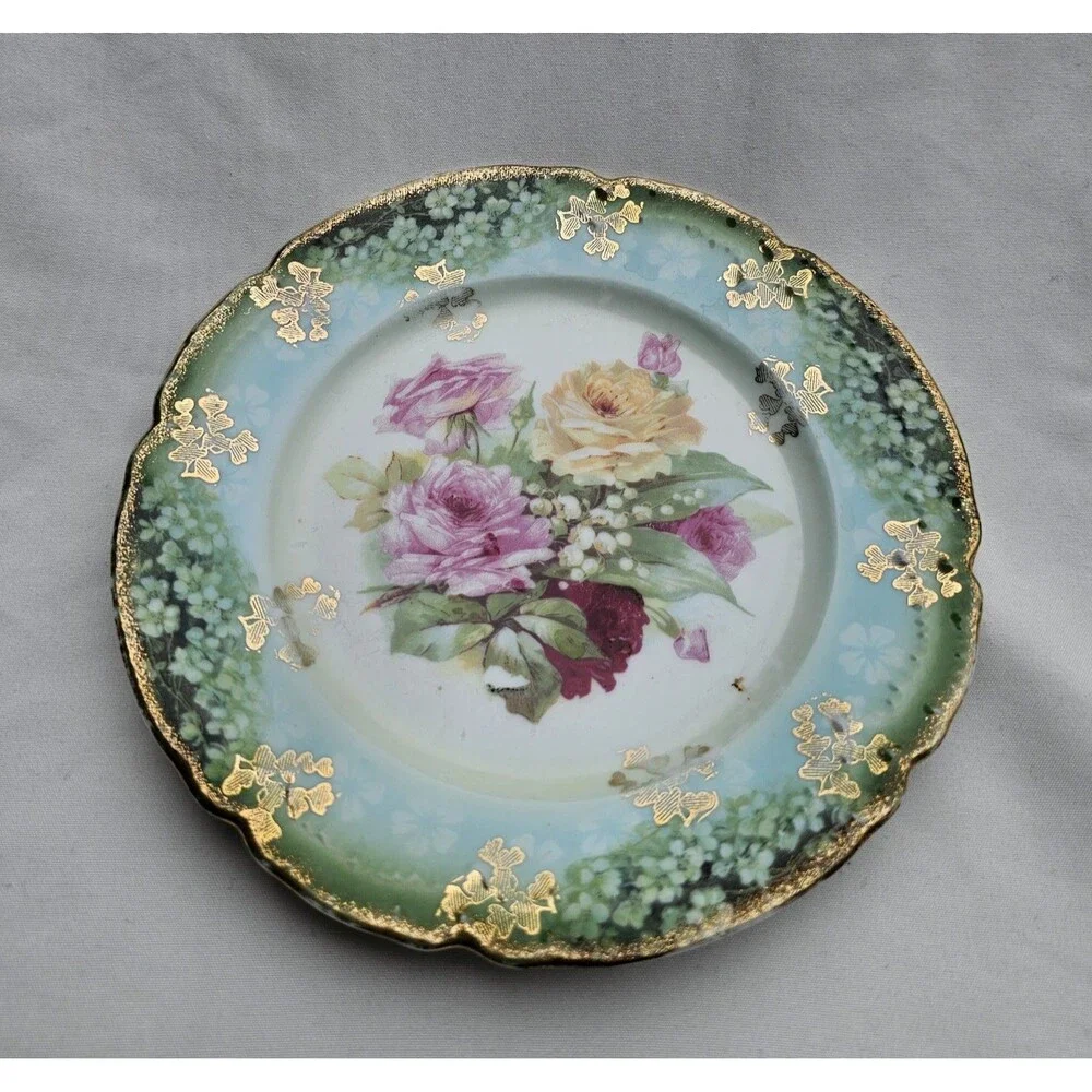 Vintage Three Crown China Germany Salad/Dessert Plate With Gold Accents 6 Inch